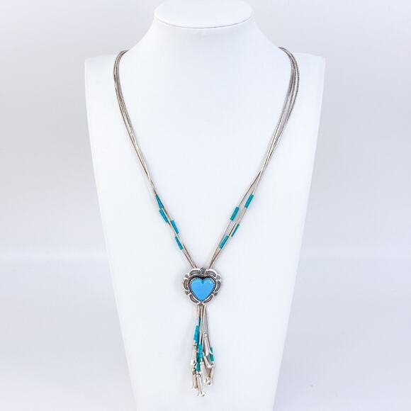 Sterling Silver Clear Quartz Over Neolite Turquoise Necklaces Vintage Sterling Silver 925 Turquoise Colored Resin Heart Necklace 24\